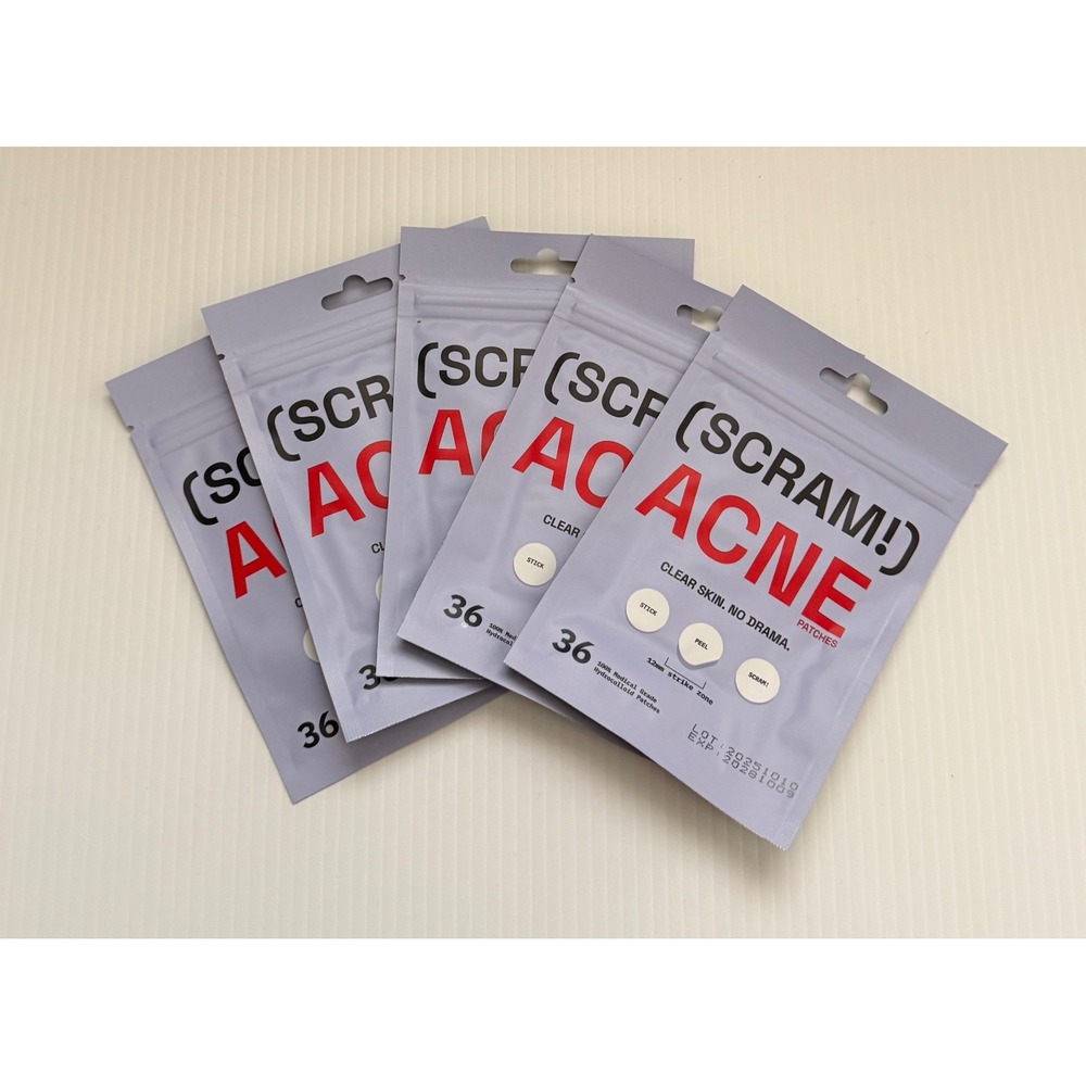 SCRAM! Acne Patches 180 Count 5 Pack 12mm Medical Grade Hydrocolloid Clear Skin